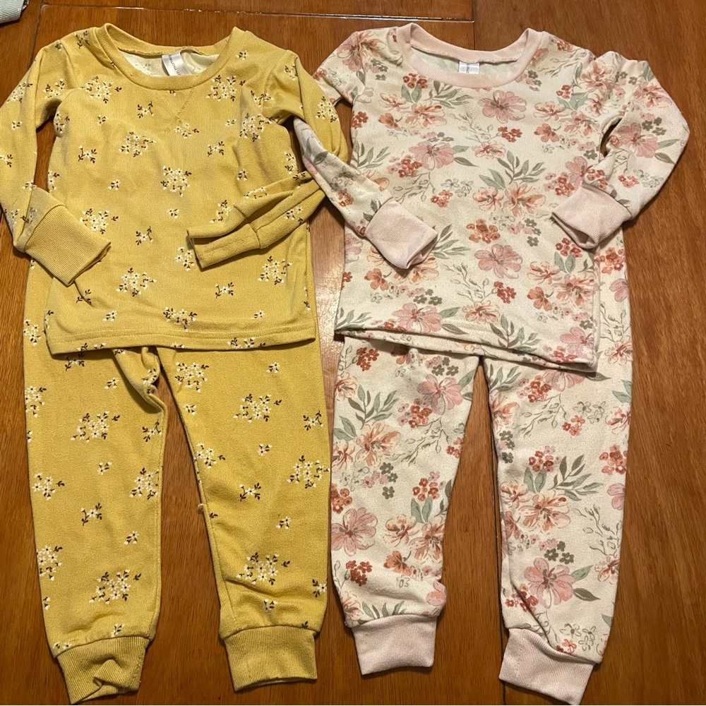 Modern Moments Floral and Yellow Kids Pajama Set Size‎ 3T Super Soft